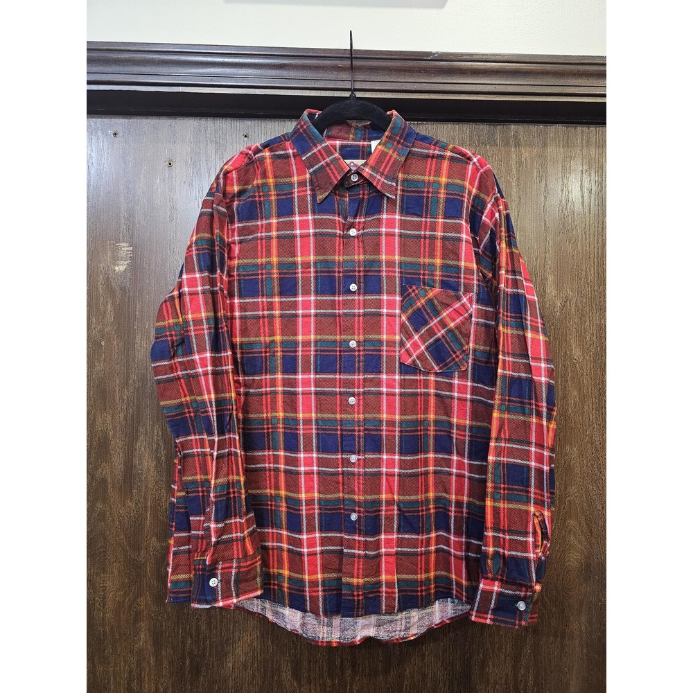 American Edition Shirt Mens Large Flannel Plaid Made‎ in USA Casual